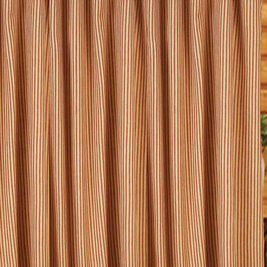 Barn Red Nutmeg York Ticking Shower Curtain SC880017 - The Fox Decor